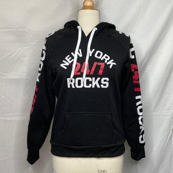 NEW I Love New York Rocks NYC Black 24/7 Hoodie M - Picture 1 of 2